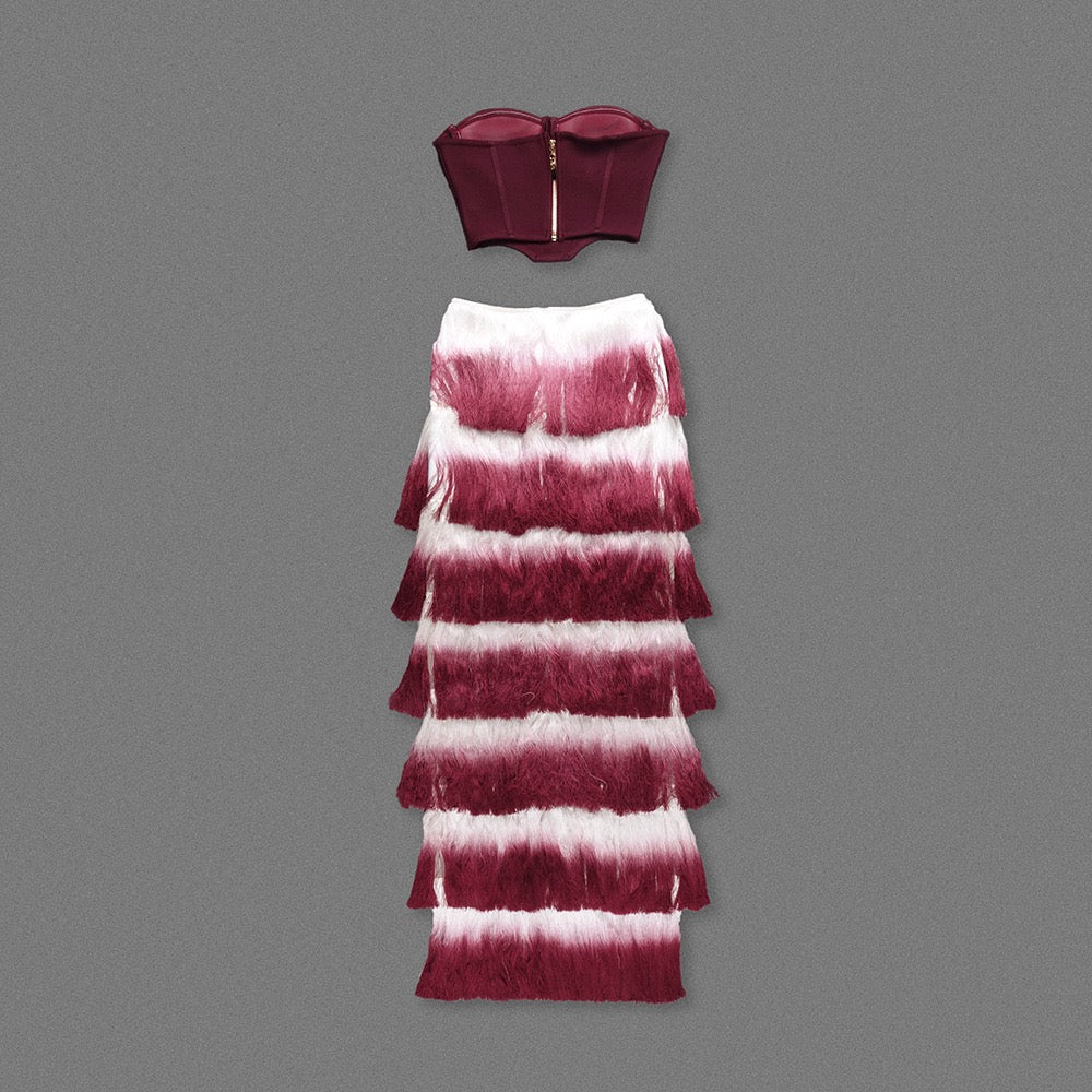 Burgundy dream ruffle dress
