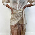 Cross fringes skirt