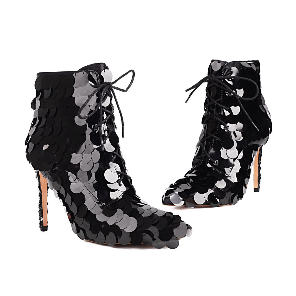 Sequined heels boot
