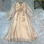 French niche spring v neck dress