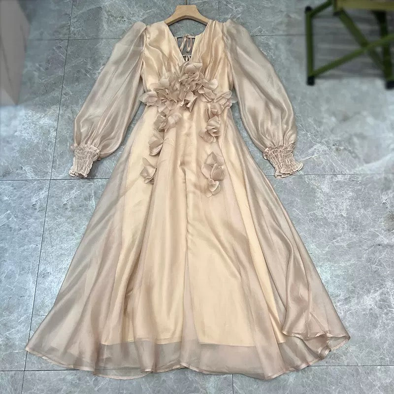 French niche spring v neck dress