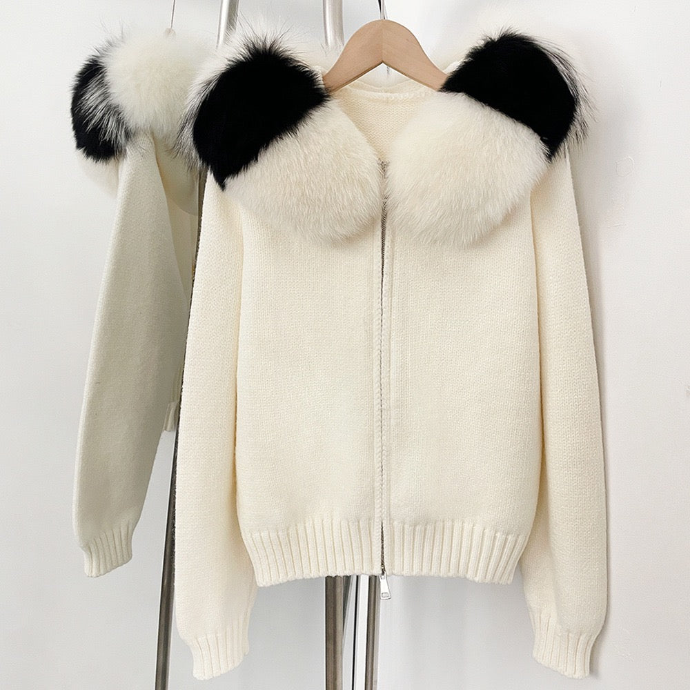 Faux fur cardigan