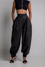 High waist zipper loose denim